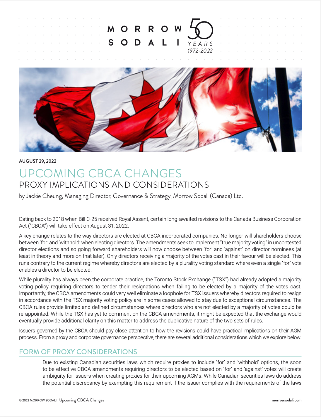 ESG Pulse: Upcoming CBCA Changes - Proxy Implications and Considerations - (Canada)