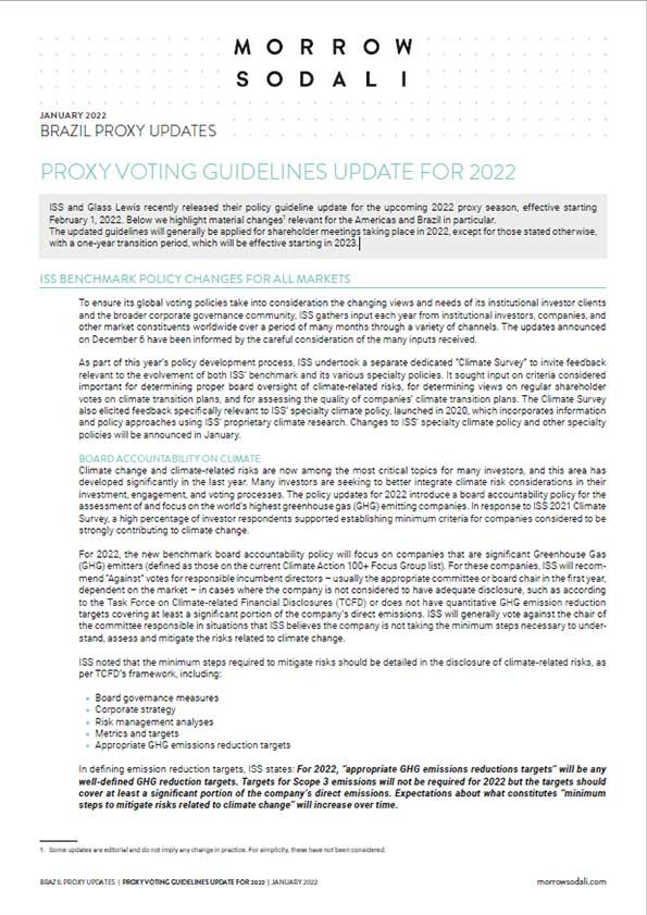 Brazil Proxy Update: Proxy Voting Guidelines Update for 2022