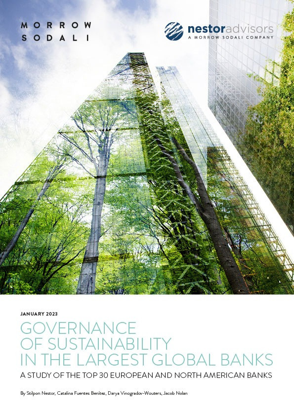 REPORT ON THE SUSTAINABILITY GOVERNANCE PRACTICES OF THE 30 LARGEST GLOBAL BANKS COMES UP WITH INTERESTING FINDINGS