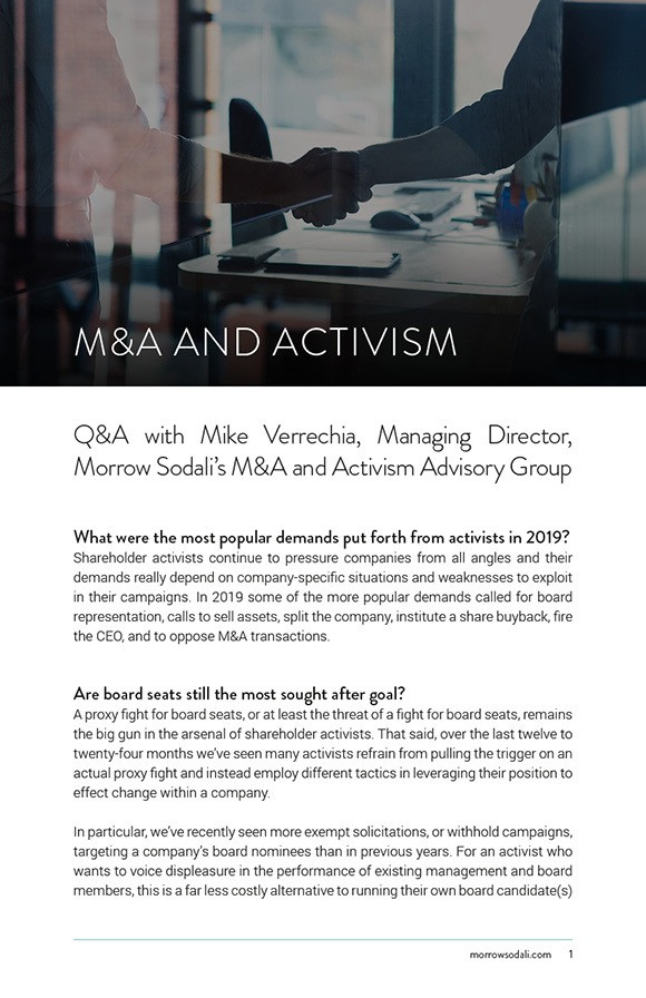 M&A and Activism Advisory